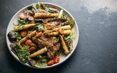 Chargrilled baby corn and wagyu salad