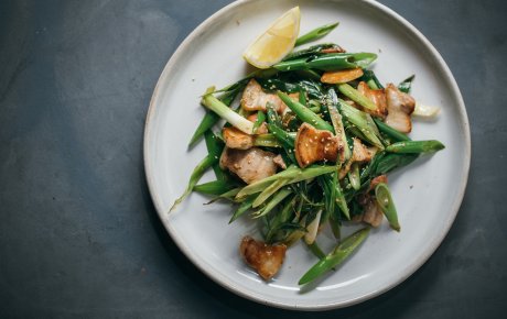 Pork belly and spring onion