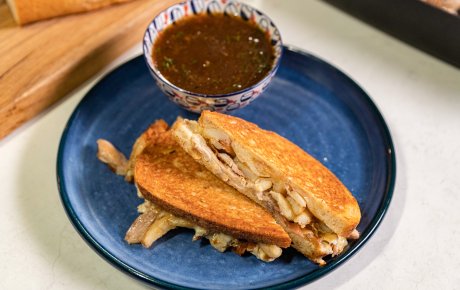 Roast chicken poutine sandwich